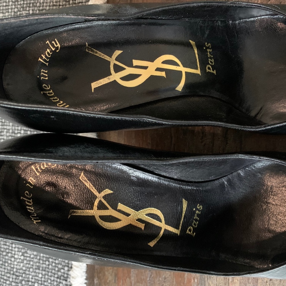 Yves Saint Laurent YSL Black Leather Pumps Made in Italy Size 7.5 - Picture 4 of 12